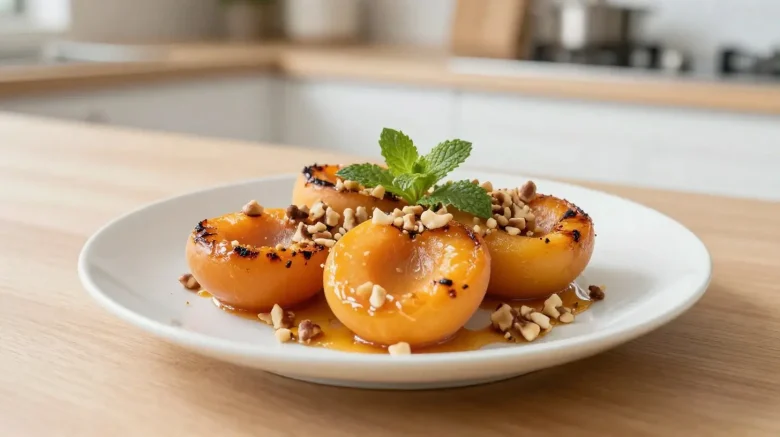 Abricots rôtis préparés à l'airfryer pour une douceur naturelle.