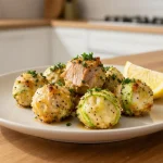 Boulettes de thon avec courgettes préparées à l'airfryer, croustillantes et savoureuses.