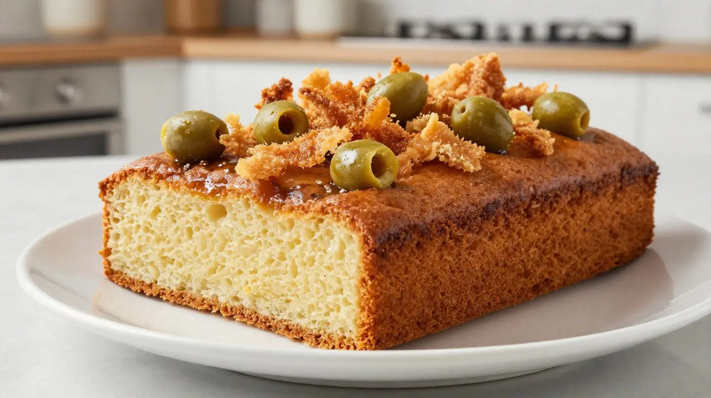 Délicieux cake aux lardons et olives, cuit parfaitement dans un airfryer.