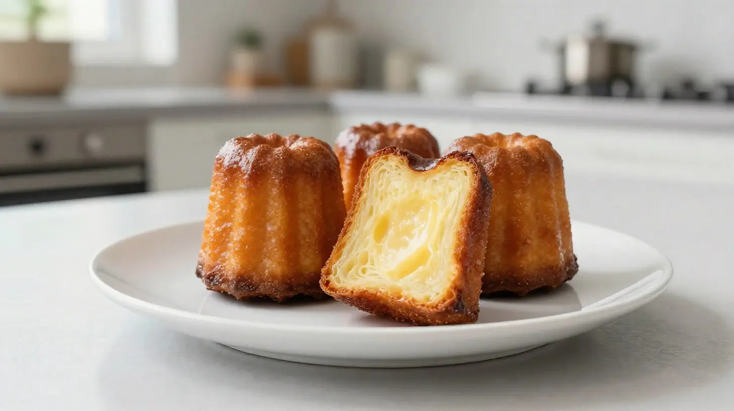 Délicieux cannelés bordelais cuits à la perfection avec un airfryer, praliné à l'intérieur.