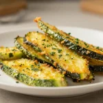 Délicieuse courgette cuite à l'airfryer, parfaite pour un repas léger et savoureux.