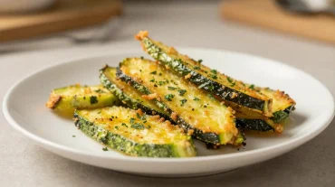 Délicieuse courgette cuite à l'airfryer, parfaite pour un repas léger et savoureux.