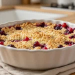Un délicieux crumble healthy aux fruits rouges cuit au Airfryer, parfait pour une douceur légère.