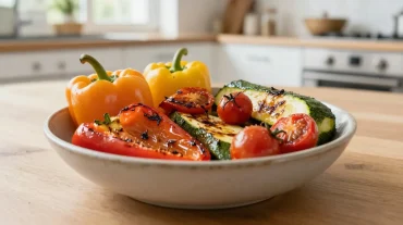 Légumes colorés croustillants cuits au airfryer, parfaits pour accompagner vos plats.