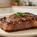 Savoureuse entrecôte cuite dans l'airfryer pour un goût tendre et juteux.