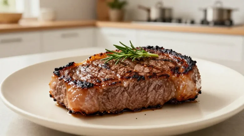 Savoureuse entrecôte cuite dans l'airfryer pour un goût tendre et juteux.