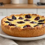 Délicieux far breton cuit à l'airfryer avec des pruneaux fondants.