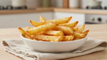 Savoureuses frites surgelées cuites à la perfection dans l'airfryer avec peu de matière grasse.