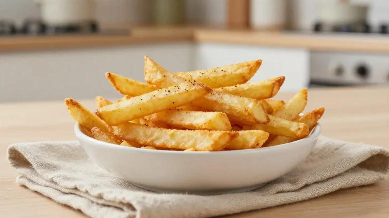 Savoureuses frites surgelées cuites à la perfection dans l'airfryer avec peu de matière grasse.