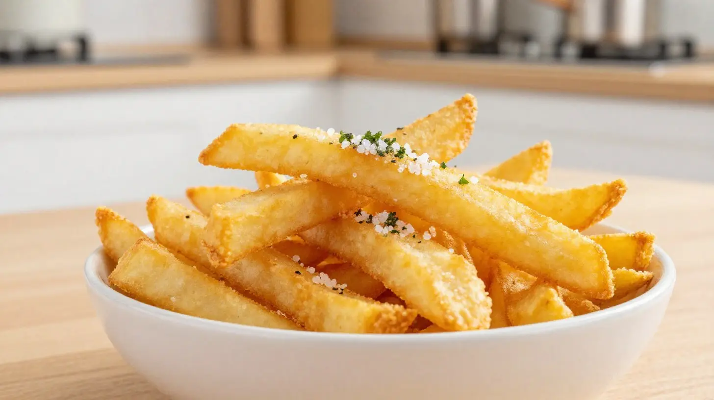 Délicieuses frites allumettes croustillantes préparées avec un airfryer.
