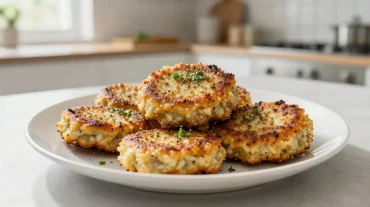 Délicieuses galettes de quinoa croustillantes cuites dans un airfryer, parfaites pour un repas sain.