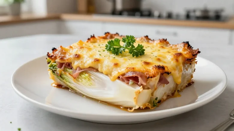 Délicieux gratin d'endives au jambon préparé dans un airfryer pour un goût savoureux.