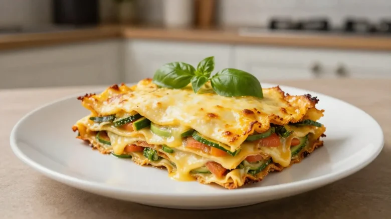 Savoureuses lasagnes légères cuites à l'airfryer avec des ingrédients frais.