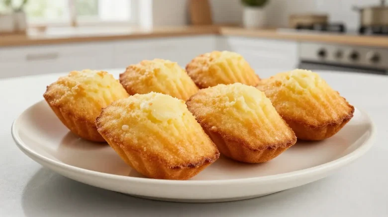 Délicieuses madeleines moelleuses cuites à l'airfryer, dorées à la perfection.