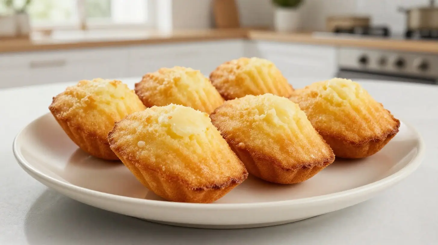 Délicieuses madeleines moelleuses cuites à l'airfryer, dorées à la perfection.