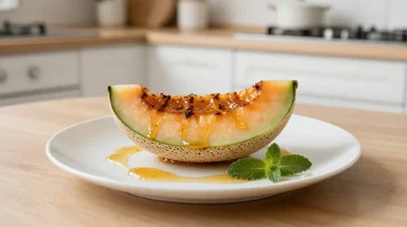 Délicieux melon rôti au airfryer, tendre et caramélisé pour un goût inoubliable.