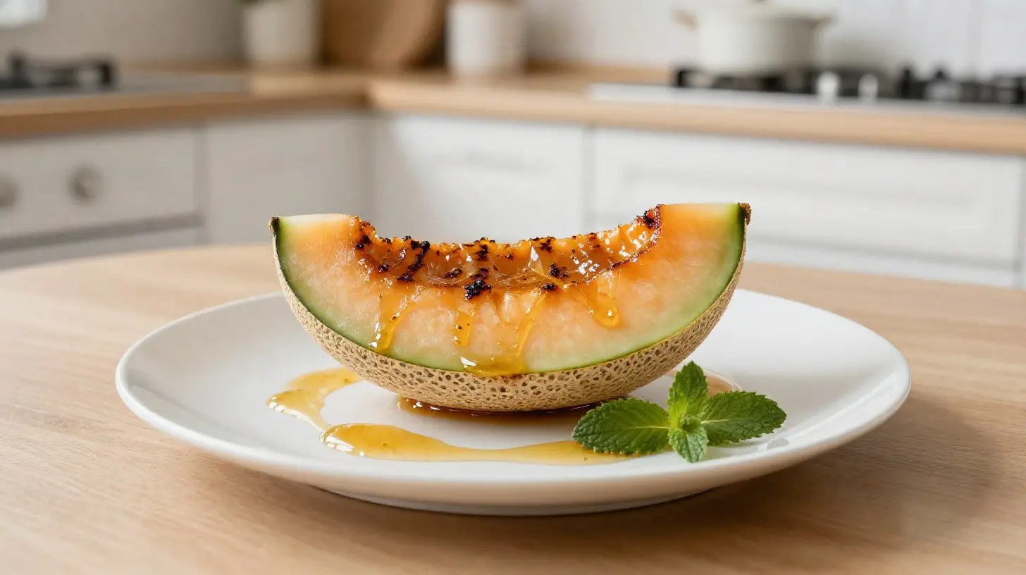 Délicieux melon rôti au airfryer, tendre et caramélisé pour un goût inoubliable.