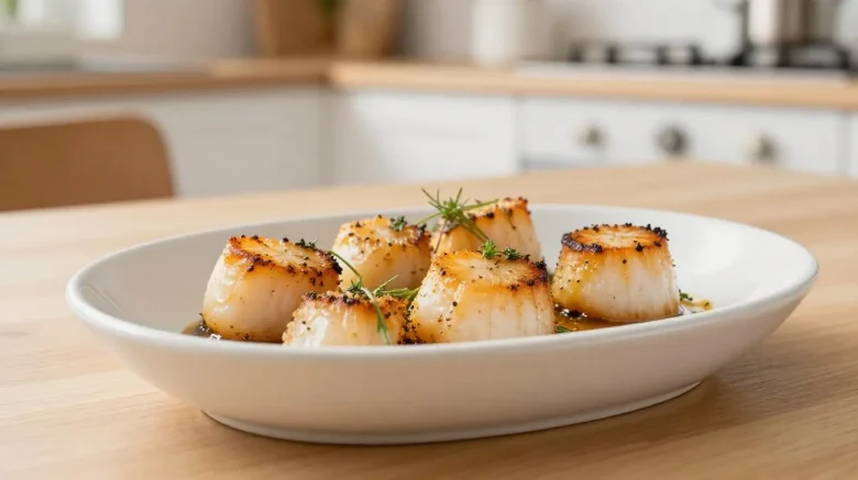 Noix de saint-jacques gratinées au airfryer, savoureuses et dorées à la perfection.