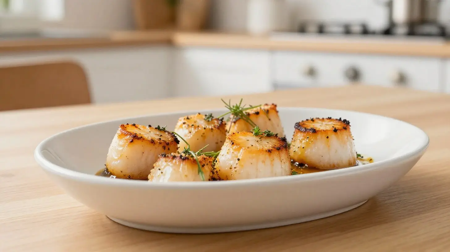 Noix de saint-jacques gratinées au airfryer, savoureuses et dorées à la perfection.