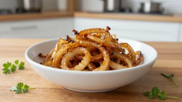 Oignons savoureux cuits à l'airfryer pour un goût croustillant et délicieux.