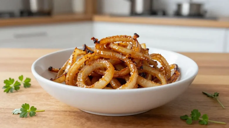 Oignons savoureux cuits à l'airfryer pour un goût croustillant et délicieux.