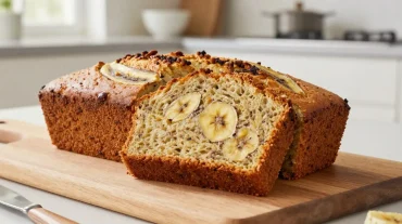 Délicieux pain à la banane cuit à l'airfryer, moelleux et savoureux.