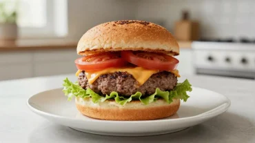 Délicieux pain hamburger maison cuit à la perfection dans un airfryer.