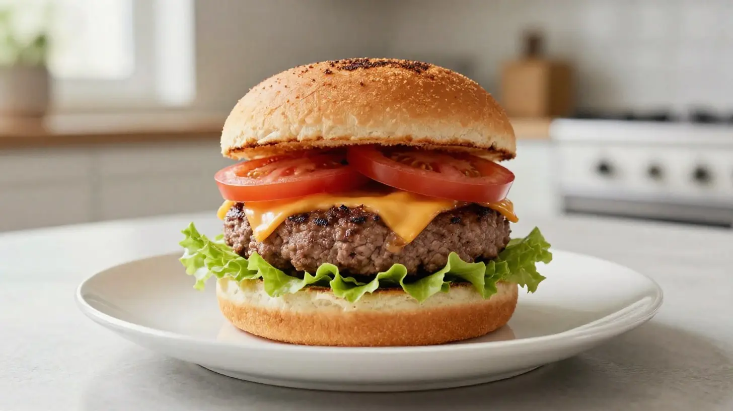 Délicieux pain hamburger maison cuit à la perfection dans un airfryer.