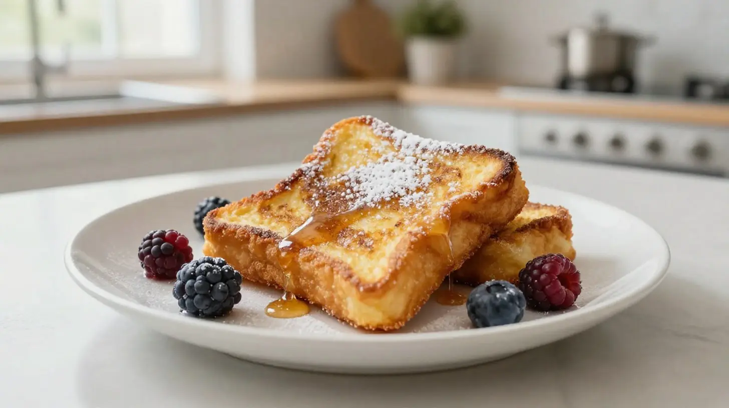 Délicieux pain perdu préparé dans un airfryer pour une croûte dorée et moelleuse.