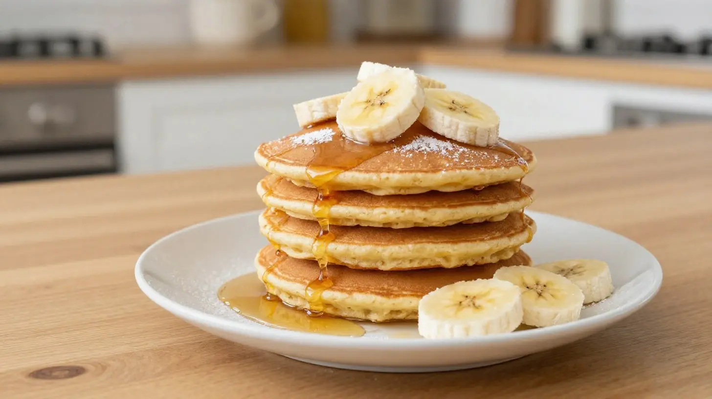 Pancakes moelleux à la banane et aux flocons d'avoine cuits dans un airfryer.