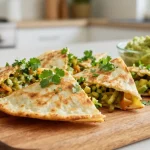 Délicieuses quesadillas aux légumes préparées avec un airfryer, croustillantes et savoureuses.
