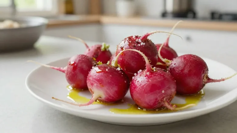 Radis croustillants cuits au airfryer, parfaits pour un apéritif léger et savoureux.