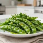 Délicieuse salade de pois gourmands cuite à l'airfryer, parfaite pour un repas léger.