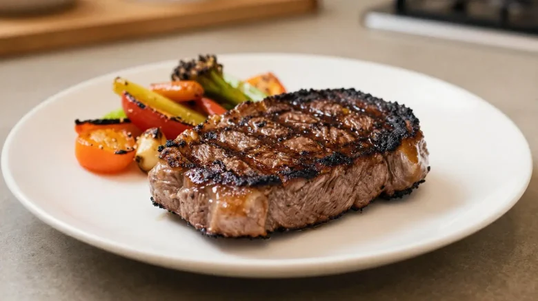 Savoureux steak grillé au airfryer, juteux et parfaitement cuit.