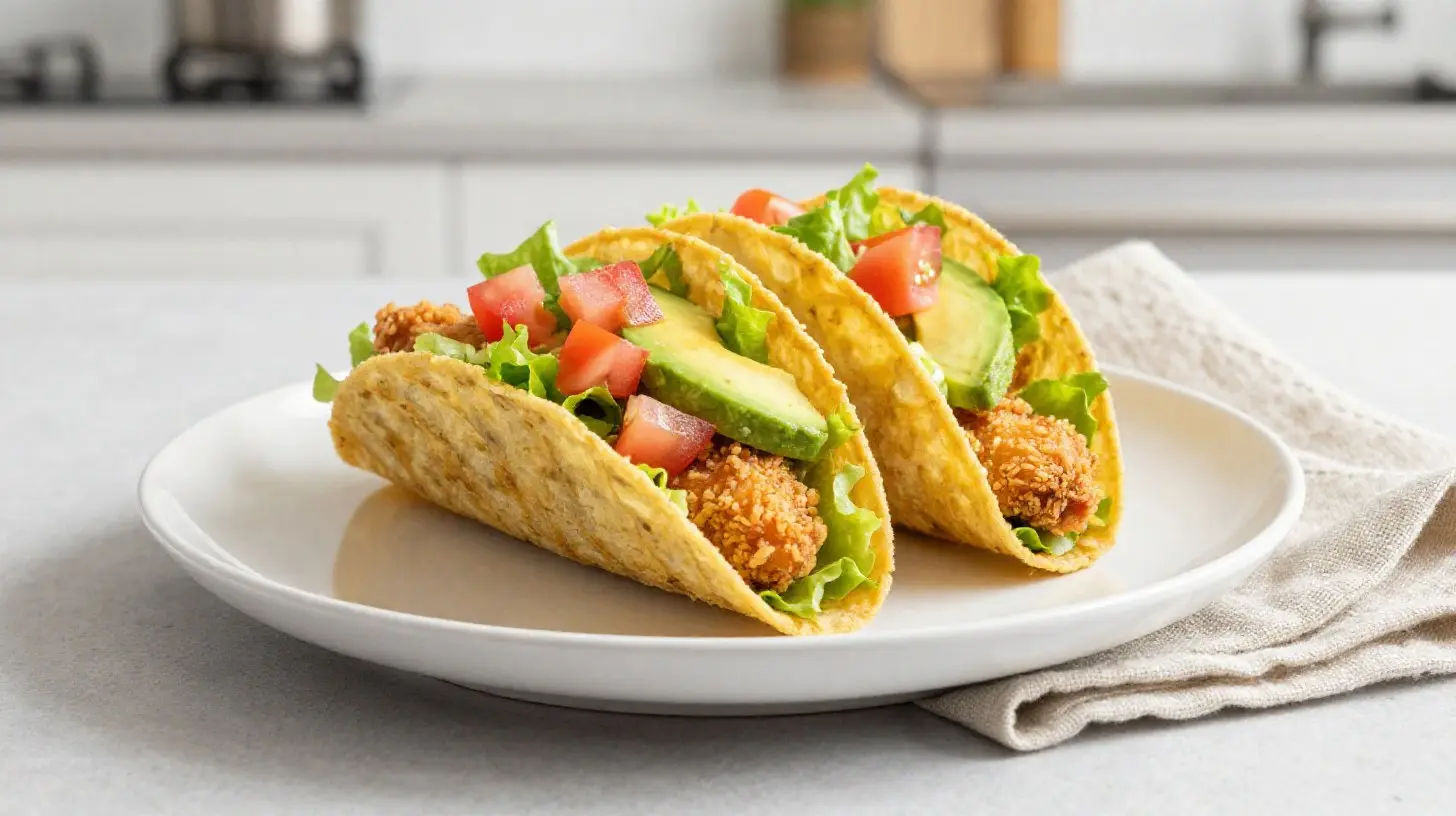 Savoureux tacos de poulet cuits au airfryer, croustillants et irrésistibles.