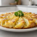 Délicieuse tortilla espagnole cuite à la perfection dans un airfryer.