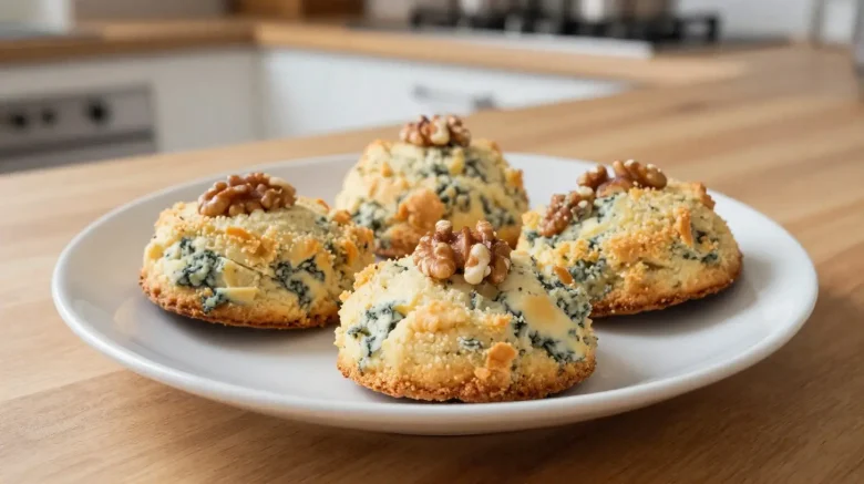 Savoureux biscuits salés au roquefort et aux noix, cuisinés à l'Airfryer.